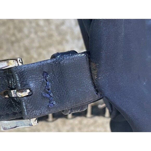 Authentic PRADA TESSUTO SILVER CHAIN / Leather Nylon Backpack - Black Silver - Picture 15 of 16